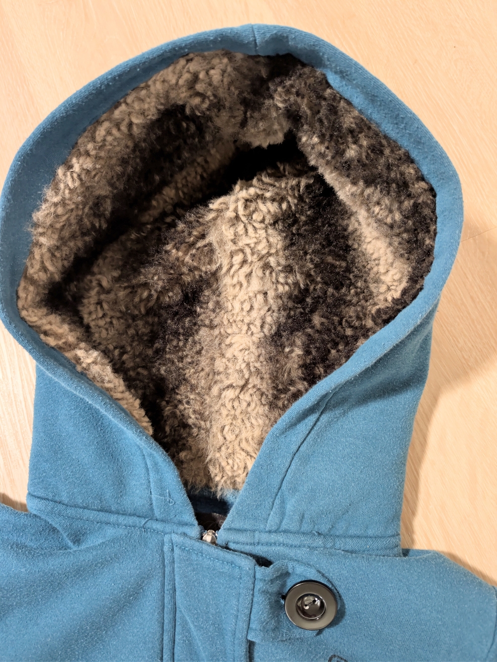 Fox Racing Blue Faux Fur Lined Hooded Fleece Jacket Coat Size Medium Y2K - Picture 3 of 9